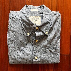 Abercrombie & Fitch Muscle Fit Button Down Shirt Gray Pattern Size M